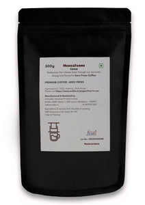 MokkaFarms Premium 100% Pure Arabica/ Robusta/ Blend Ground Coffee - Aero Press | Fresh & Single Origin | Plantation A/AA Beans | Rich, Flavourful & Aromatic | One Way Valve Zip-Lock Bag |