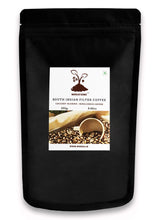 Load image into Gallery viewer, MokkaFarms Traditional South Indian Filter Coffee - Indulgence Coffee | 70% Coffee, 30% Chicory | Fresh Roast &amp; Ground, Strong, Flavour | Farm to Fork, Estate Coffee | One-way Valve Zip-lock Bag |