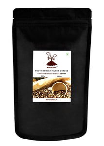 MokkaFarms Traditional South Indian Filter Coffee - Intense Coffee | 60% Coffee, 40% Chicory | Fresh Roast & Ground, Strong, Flavour | Farm to Fork, Estate Coffee | One-way Valve Zip-lock Bag |