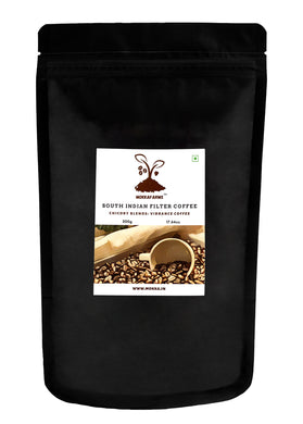 MokkaFarms Traditional South Indian Filter Coffee - Vibrance Coffee | 80% Coffee, 20% Chicory | Fresh Roast & Ground, Strong, Flavour | Farm to Fork, Estate Coffee | One-way Valve Zip-lock Bag |